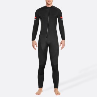 Black front zipper stretch men's full wetsuit