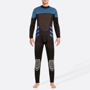 Contrast patchwork stretch men's full-length wetsuit