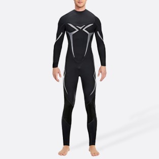 Fashionable printed black men's full wetsuit