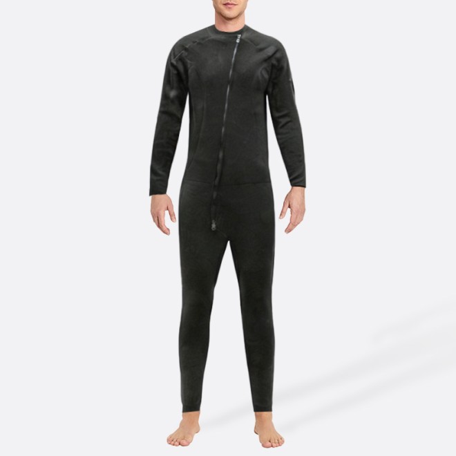 Warm black comfortable men's full wetsuit