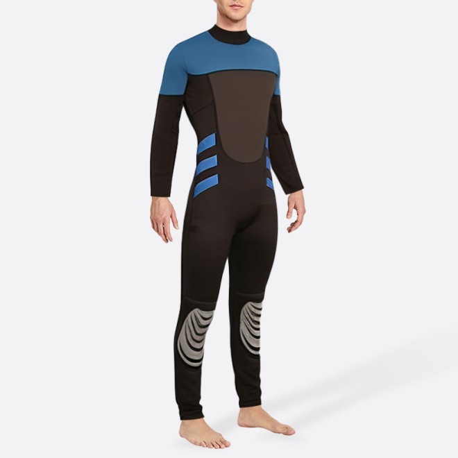 Contrast patchwork stretch men's full-length wetsuit