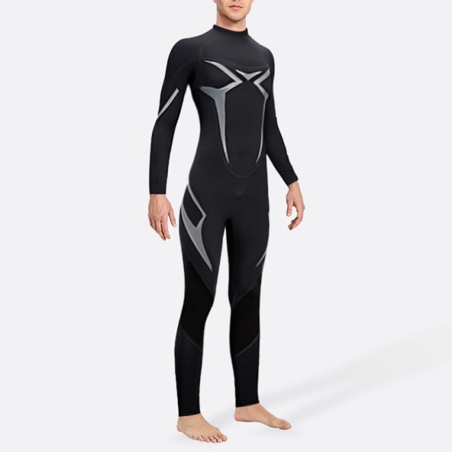 Fashionable printed black men's full wetsuit
