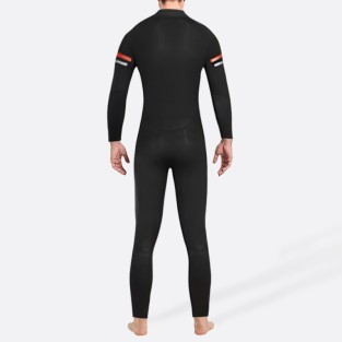 Black front zipper stretch men's full wetsuit