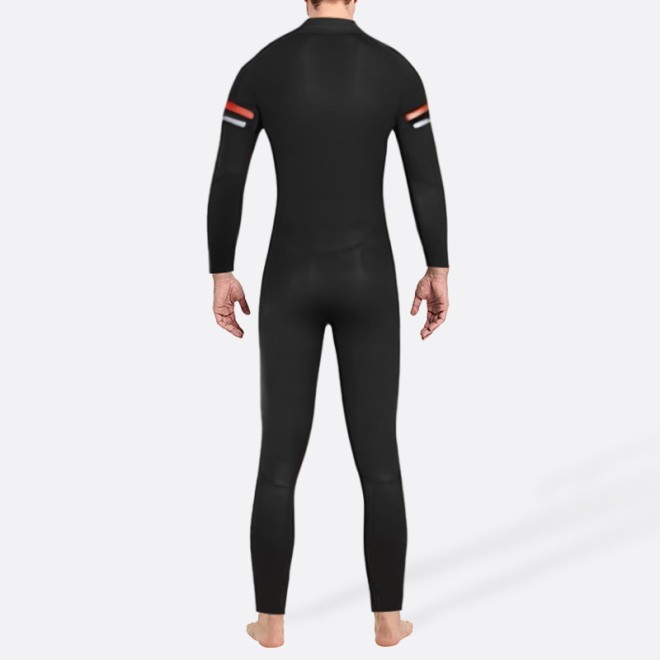 Black front zipper stretch men's full wetsuit