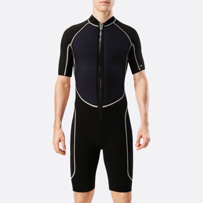 Contrast stitching stretch men's short wetsuit