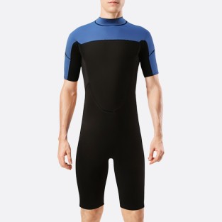 Color block stretch warm men's short wetsuit
