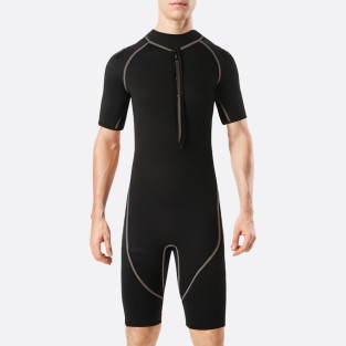 Simple black stretch men's short wetsuit