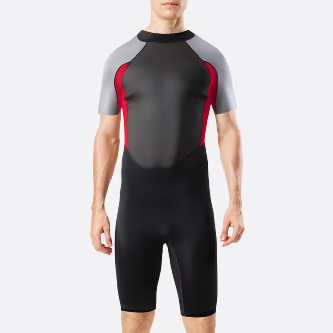 Stretch fit back zip men's short wetsuit