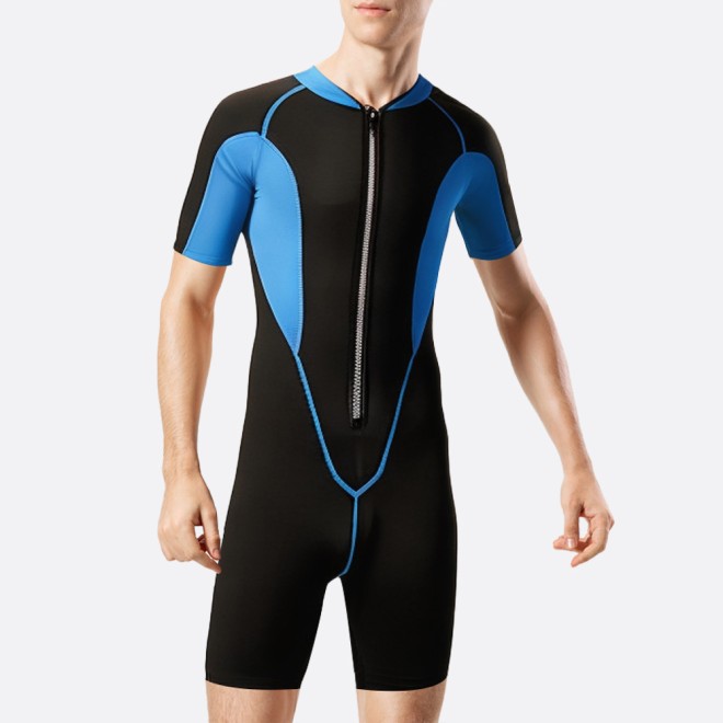 Contrast paneled stretch men's short wetsuit