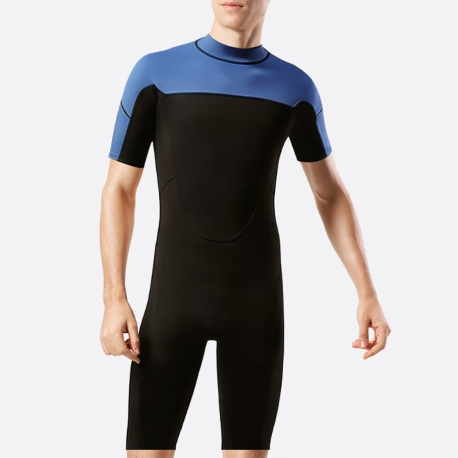 Color block stretch warm men's short wetsuit
