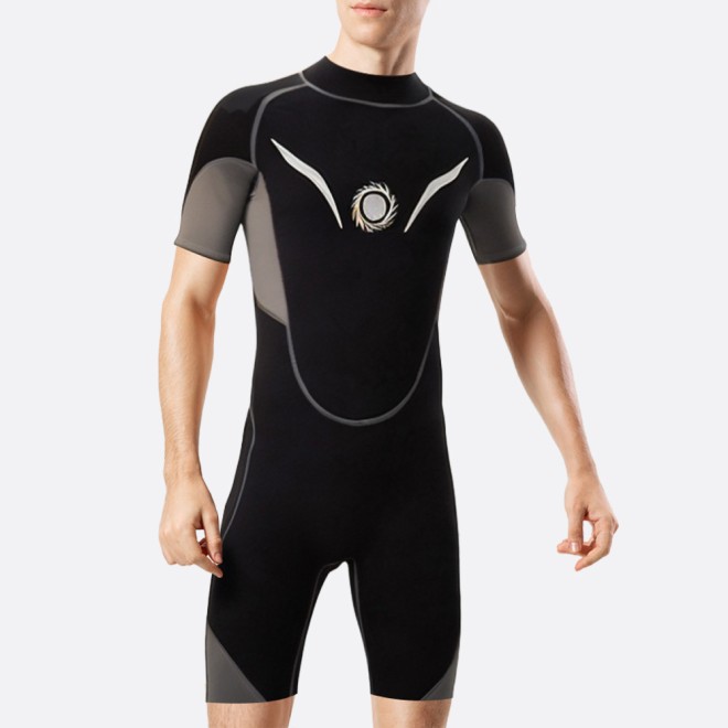 Black sun protection rear zipper men's short wetsuit