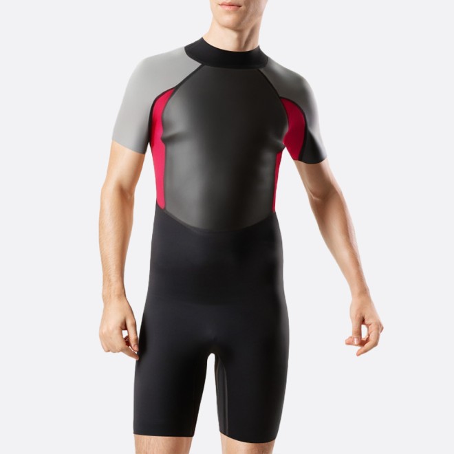 Stretch fit back zip men's short wetsuit