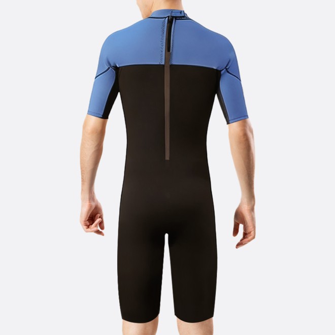 Color block stretch warm men's short wetsuit