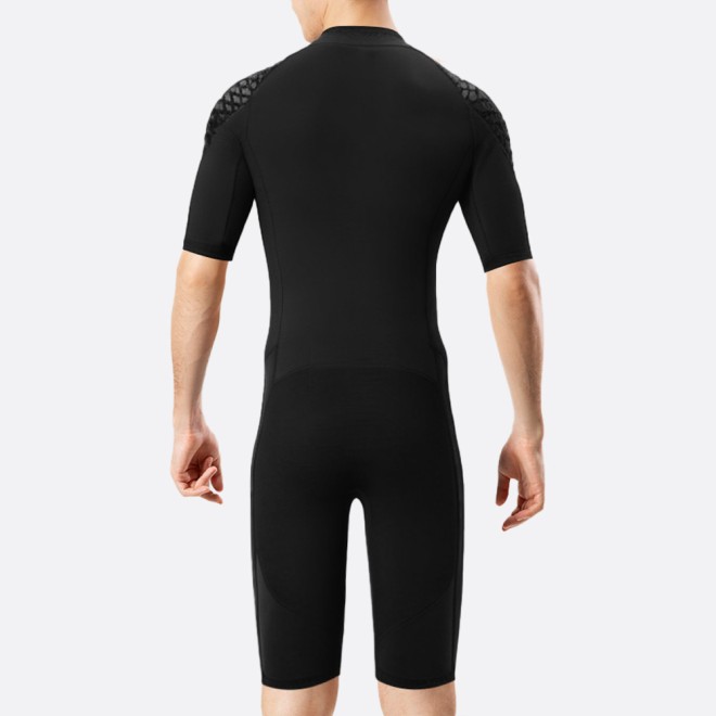 Black stretch sun protection men's short wetsuit