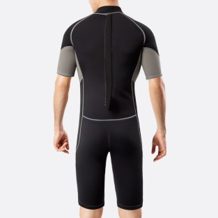 Black sun protection rear zipper men's short wetsuit