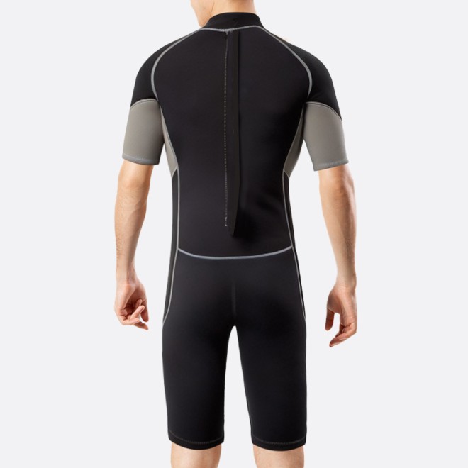 Black sun protection rear zipper men's short wetsuit