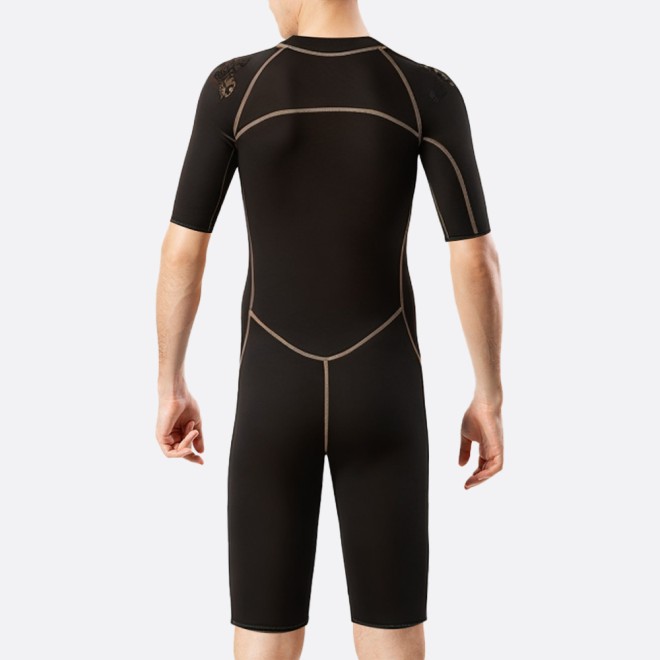 Simple black stretch men's short wetsuit