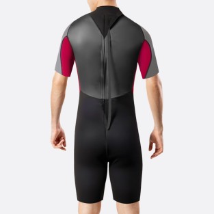Stretch fit back zip men's short wetsuit