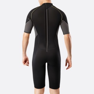 Black elastic back zipper men's short wetsuit