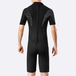 Black printed stretch men's short wetsuit