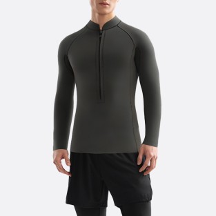 New dark gray front zipper men's wetsuit top