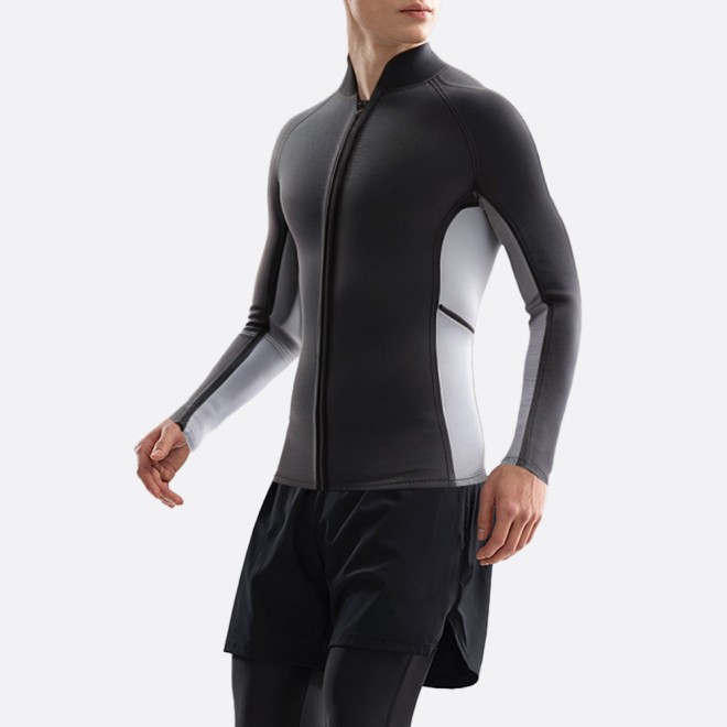 Front zipper stretch warm men's wetsuit top