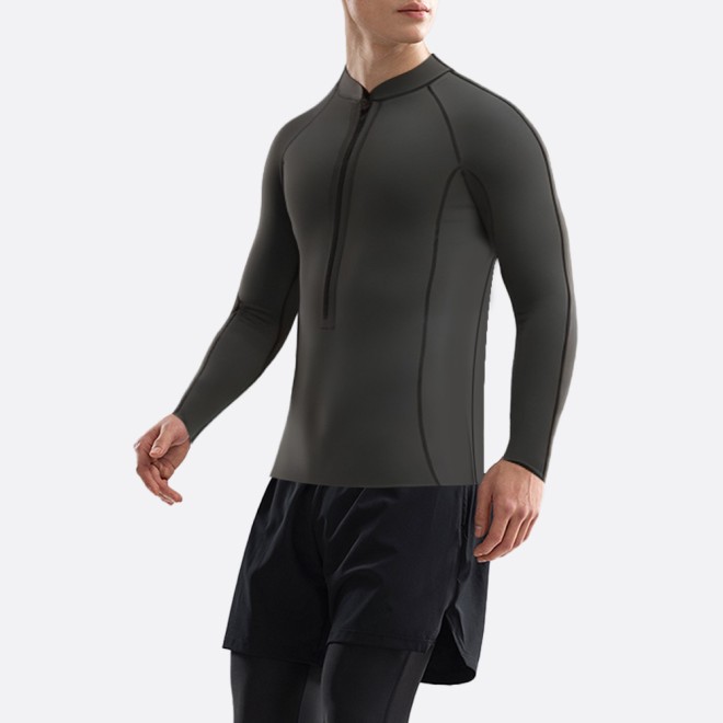 New dark gray front zipper men's wetsuit top