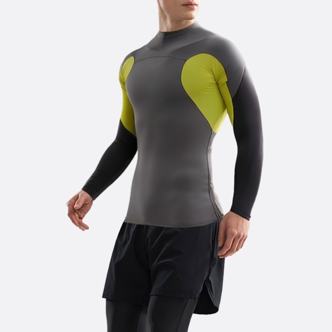 Contrast color patchwork sun protection men's wetsuit top
