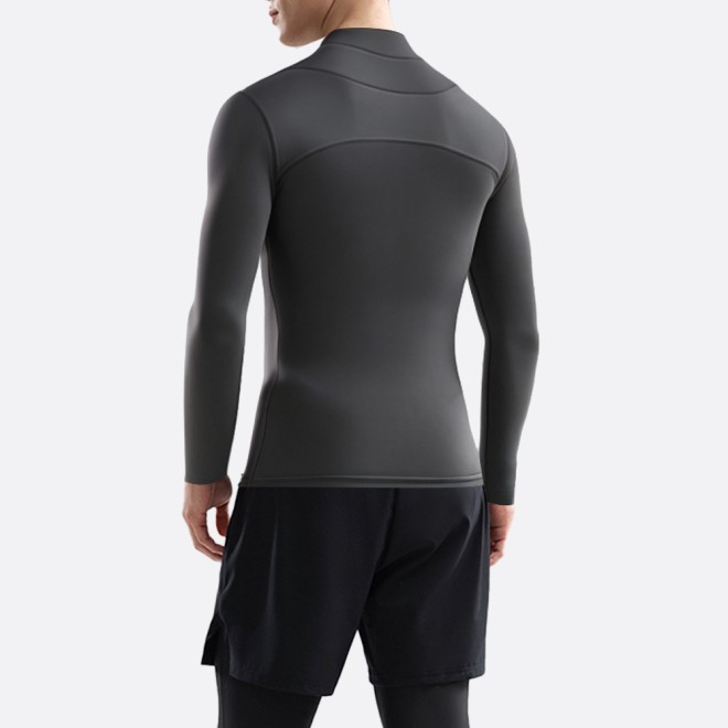 Front zip simple black men's wetsuit top