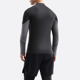 Black stretch zip front men's wetsuit top