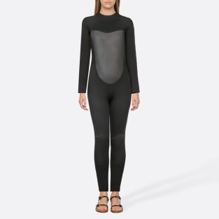 Simple black smooth women's full-body wetsuit