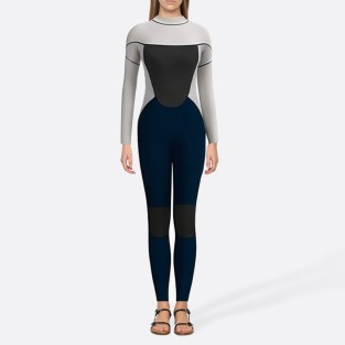 Highly elastic color block women's full wetsuit