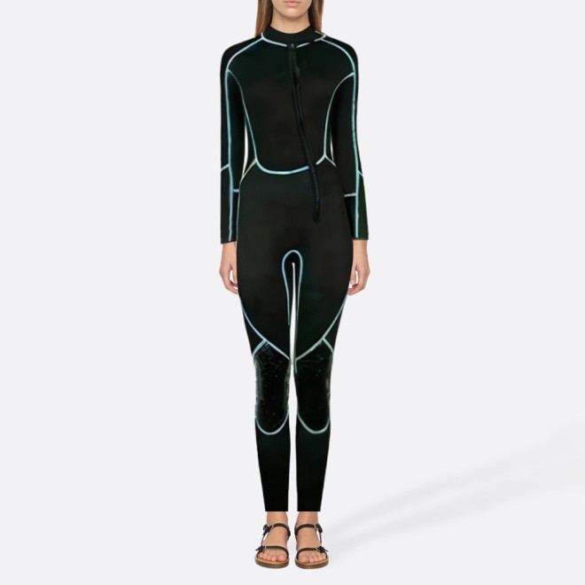Contrast stitching high elastic women's full wetsuit