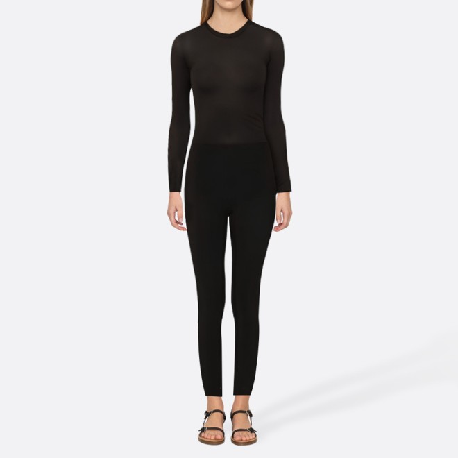 Black stab-resistant women's full-body wetsuit