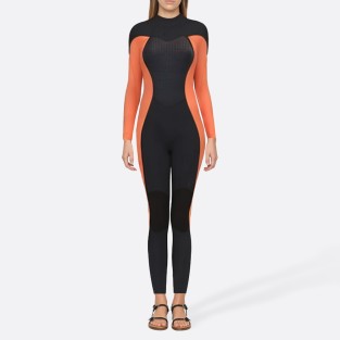 Fashionable color-blocked women's full-body diving suit