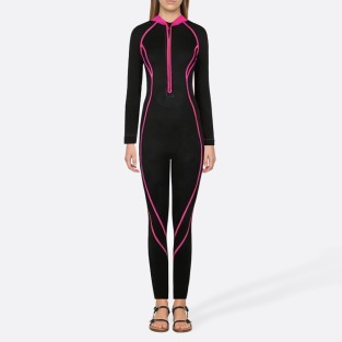 Contrast color line women's full-body wetsuit