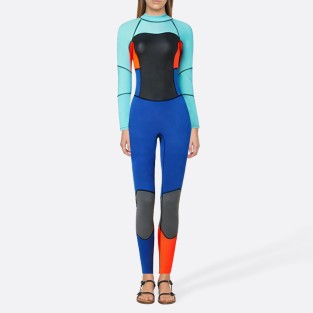 Contrast color stitching women's full-body wetsuit