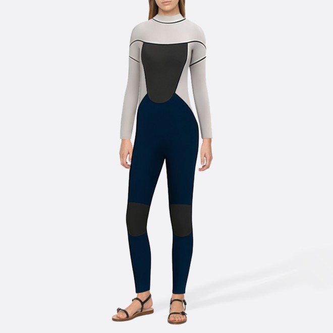 Highly elastic color block women's full wetsuit