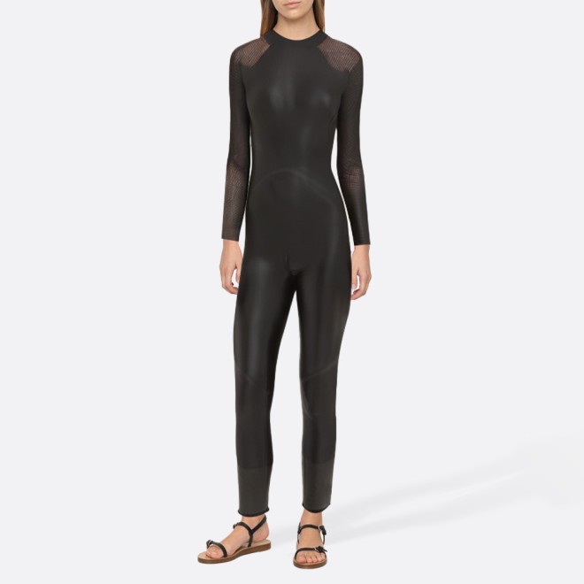 Fashionable black women's full-body wetsuit