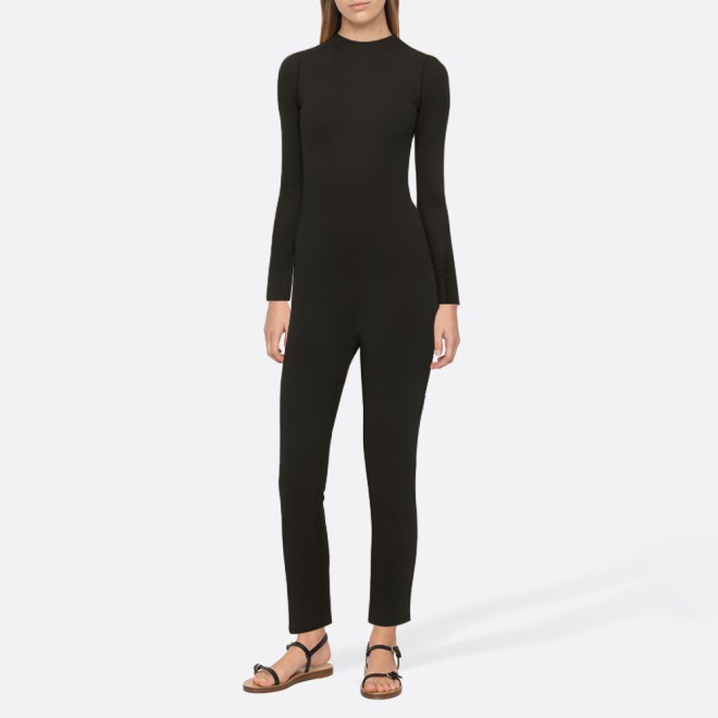 Black stab-resistant women's full-body wetsuit