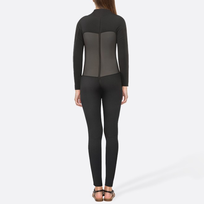 Simple black smooth women's full-body wetsuit