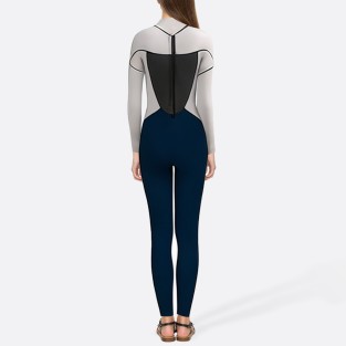 Highly elastic color block women's full wetsuit