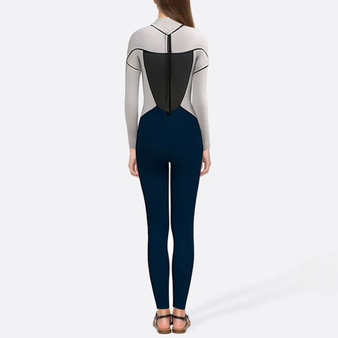 Highly elastic color block women's full wetsuit