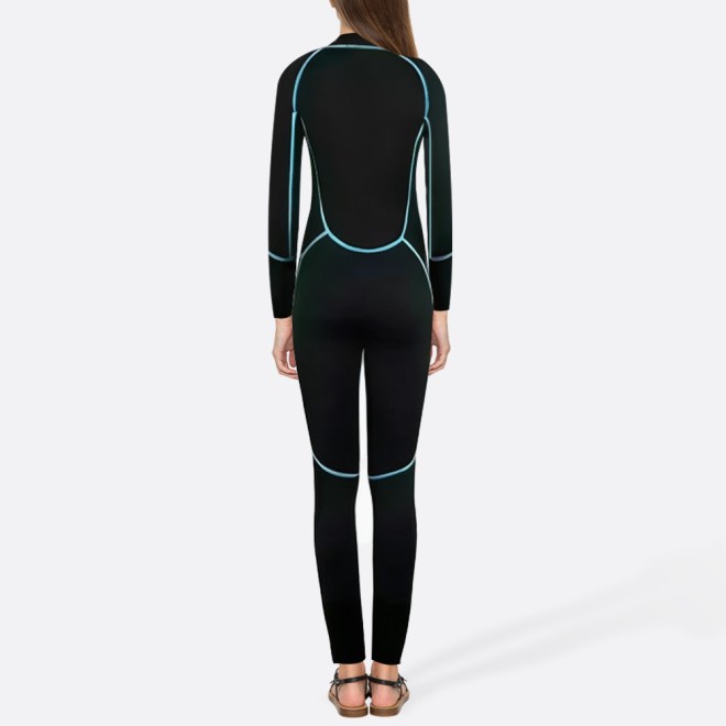Contrast stitching high elastic women's full wetsuit