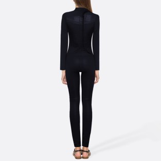 Black stab-resistant women's full-body wetsuit