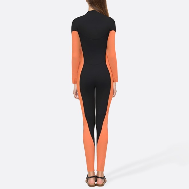 Fashionable color-blocked women's full-body diving suit