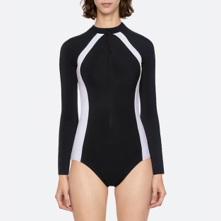 Black side stripe women's long sleeve wetsuit