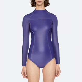 Purple open back women's long sleeve wetsuit