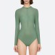 Green women's zip front long sleeve wetsuit