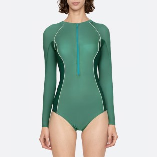 Women's high collar colorblock long sleeve diving suit